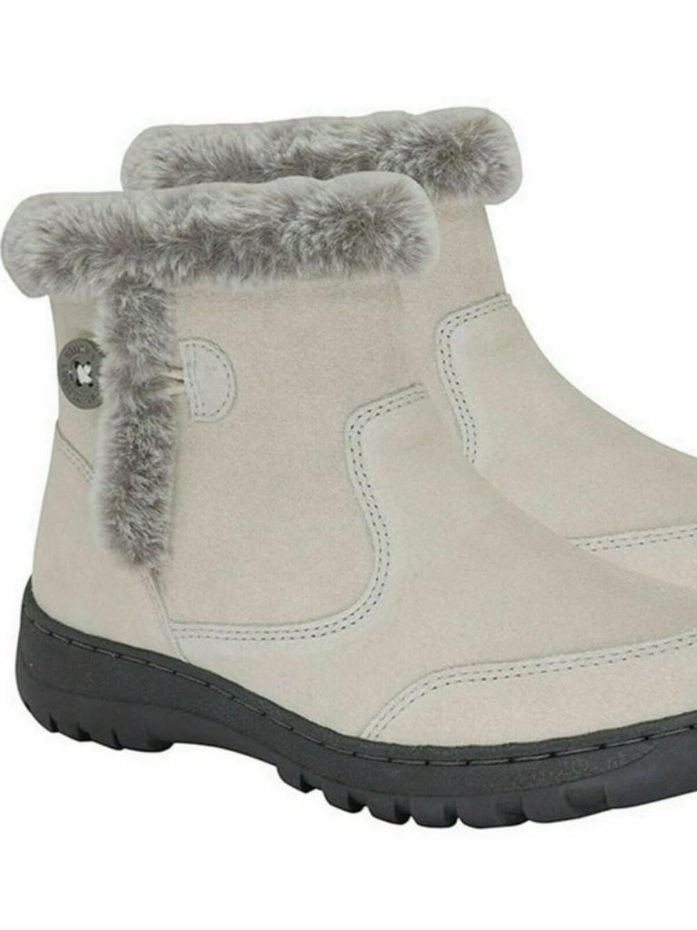 Khombu Cream Suede Faux Fur Trim Ankle Boots Size 10